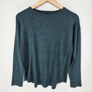 Cable & Gauge Womens Medium Green Knit Long Sleeve Crew Neck Sweater Pullover